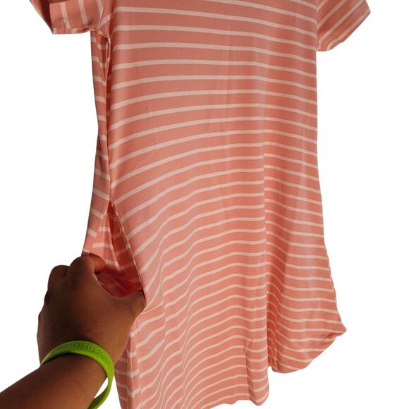 Gorlya Girls Short Sleeve Loose Casual Summer Pink Stripe T-Shirt Dress 10Y - Picture 4 of 9